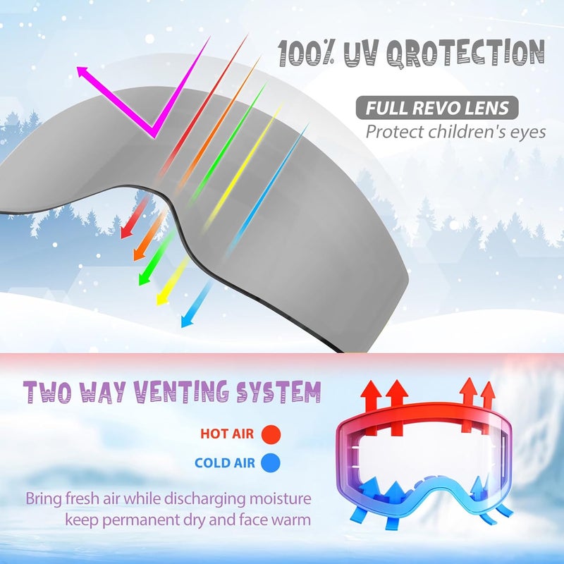 EXP VISION Ski/Snowboard Goggles Parent-child Snow Goggles Over Glasses for Men, Women Youth Kids - Image 2